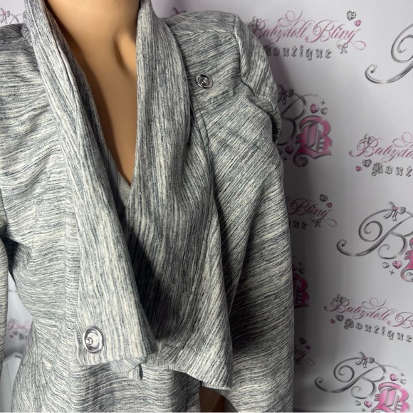 Danskin wrap cardigan sweater heathered grey black white button up versatile - Picture 6 of 10